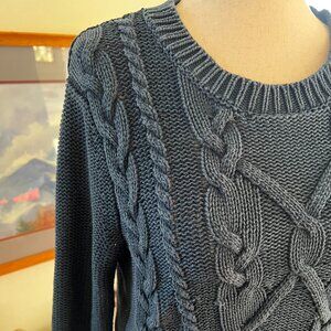 Banana Republic Cable Knit Sweater Blue Crewneck Size Small